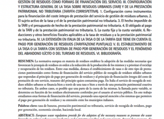 La tasa por la recogida de residuos sólidos urbanos en Italia. Andrés García Martínez.