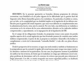 Propuestas de simplificación administrativa del régimen jurídico de las declaraciones y recursos en el ámbito catastral y del Impuesto sobre Bienes Inmuebles. Luis Mochón López.