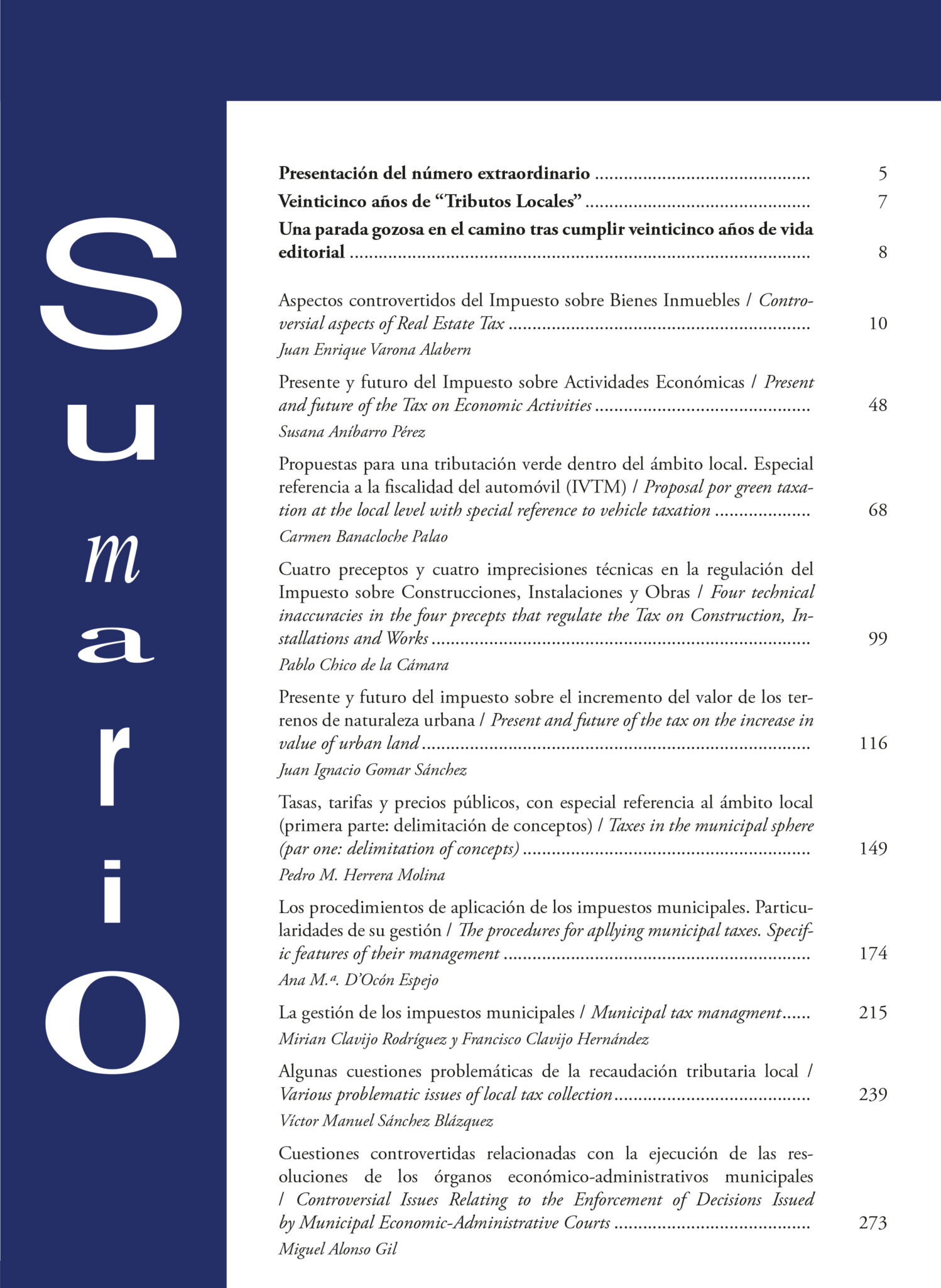 TRIBUTOS LOCALES • NÚMERO MONOGRÁFICO: PROBLEMÁTICA DE LA G