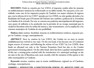 El impuesto catalán sobre las estancias en establecimientos turísticos: su consolidación como tributo propio de Cataluña y su municipalización